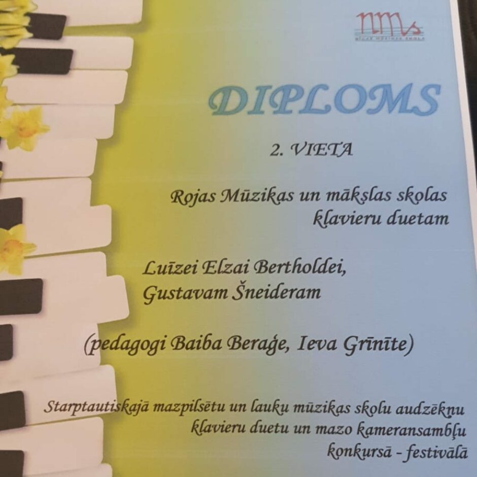 Diploms par iegūto 2.vietu.